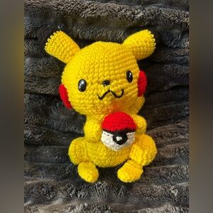 Handmade Yellow Crocheted Pikachu Plush stuffy.